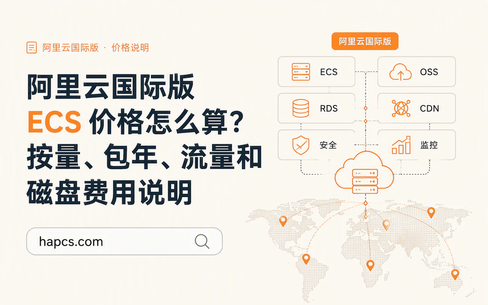 小程序后端连接海外云服务器、数据库和全球用户节点的云架构示意图